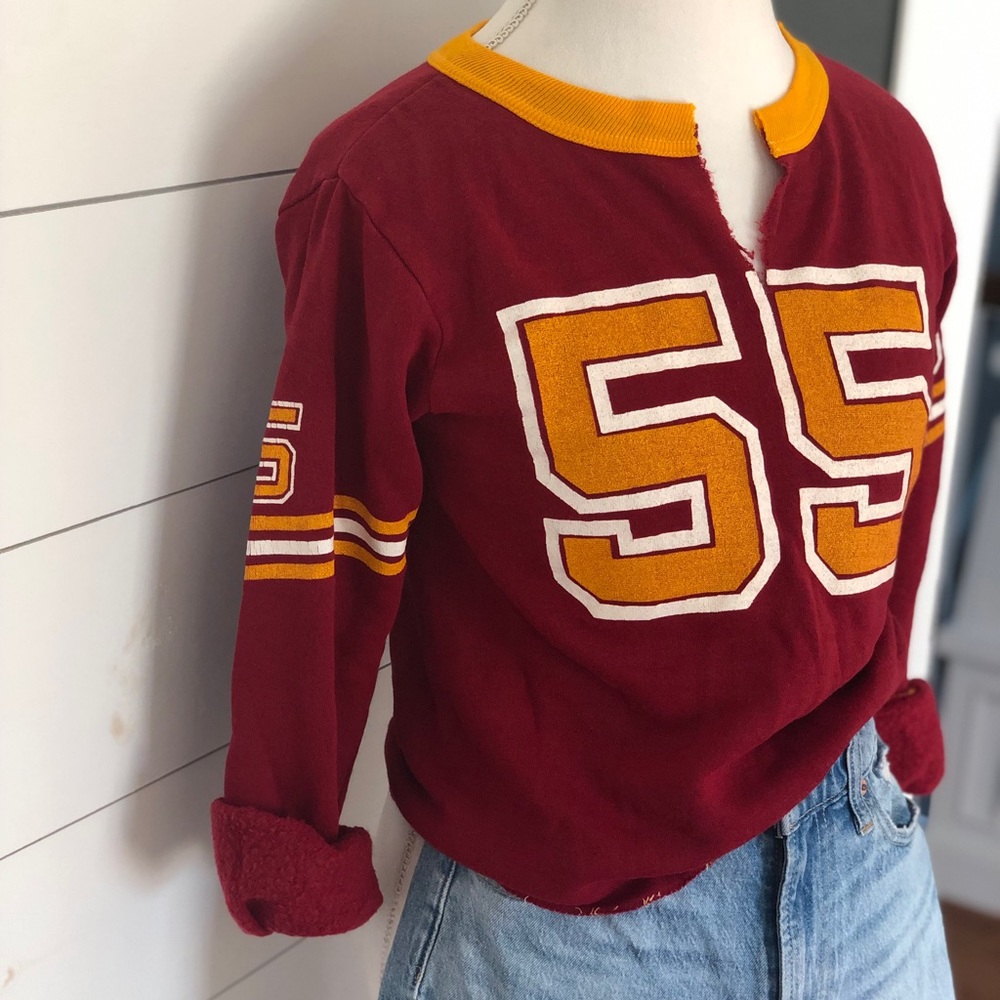Vintage football cropped sweatshirt crimson and gold XS - Picture 6 of 14